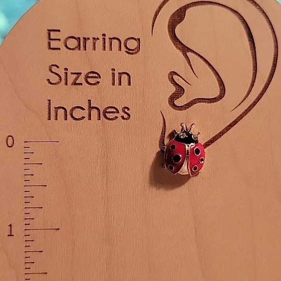 NEW Ladybug Stud Earrings, crystal eyes - Picture 3 of 6